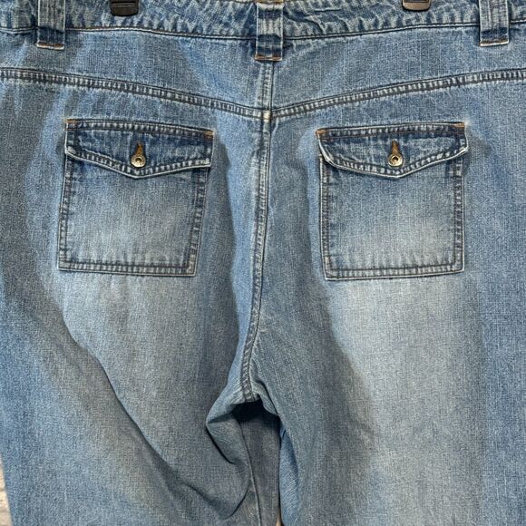 Route 66 Capri Womens 22W Blue Denim Button Fly Y2K Raw Hem Made in Russia Vntg - Picture 9 of 16